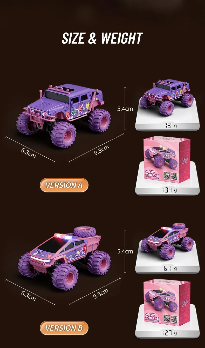hot model 1:64 mini alloy remote control truck 2.4G four-wheel drive big foot off-road vehicle simulation model children toy car