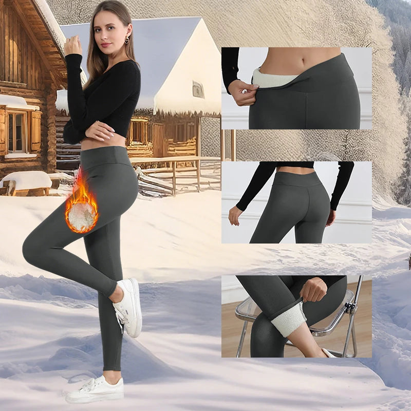 Women's Fleece Velvet Leggings – Warm Thickened High Waist Tights for Autumn & Winter