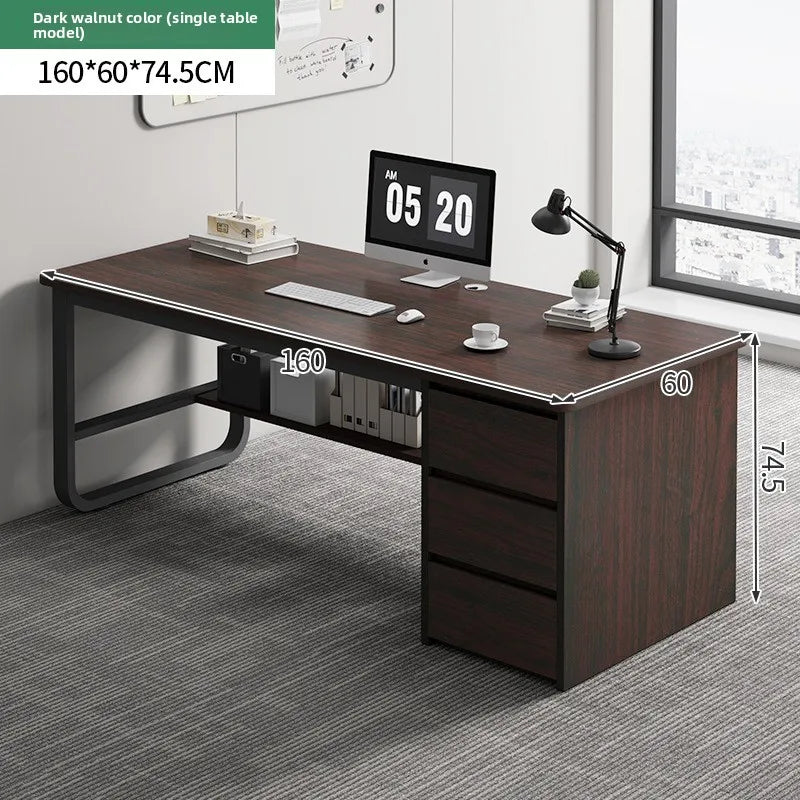Modern Desk with Integrated Bookshelf — Student Writing Desk, Home Computer Desk & Bedroom Study Table