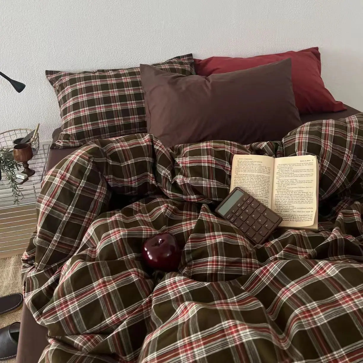 Pink Classic Plaid Duvet Cover Set | Twin & Queen, Flat Sheet & Pillowcase, Soft Home Decor Bedding (No Filler)