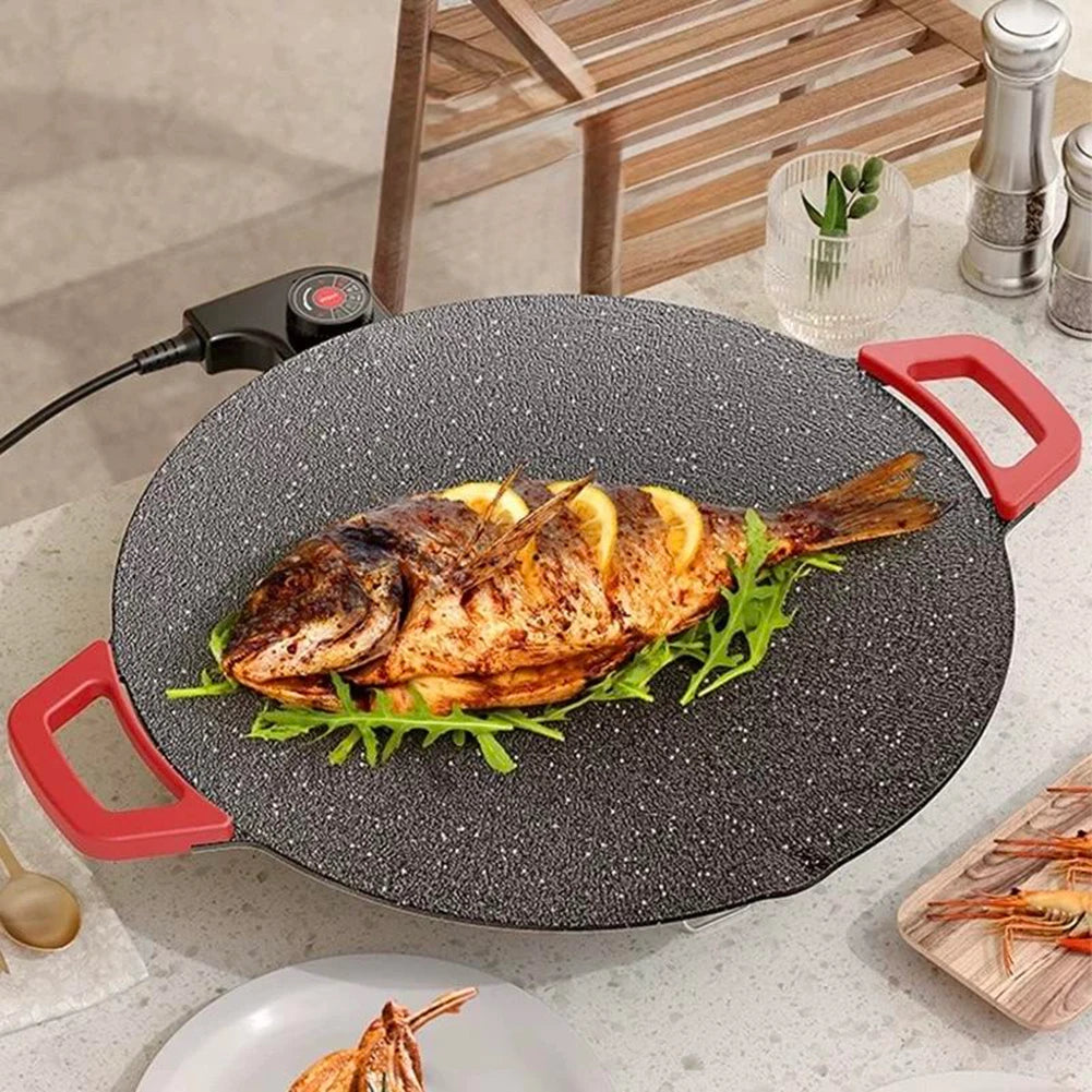 Electric Indoor Non-Stick BBQ Griddle Pan – Portable Countertop Grill for Family Gatherings