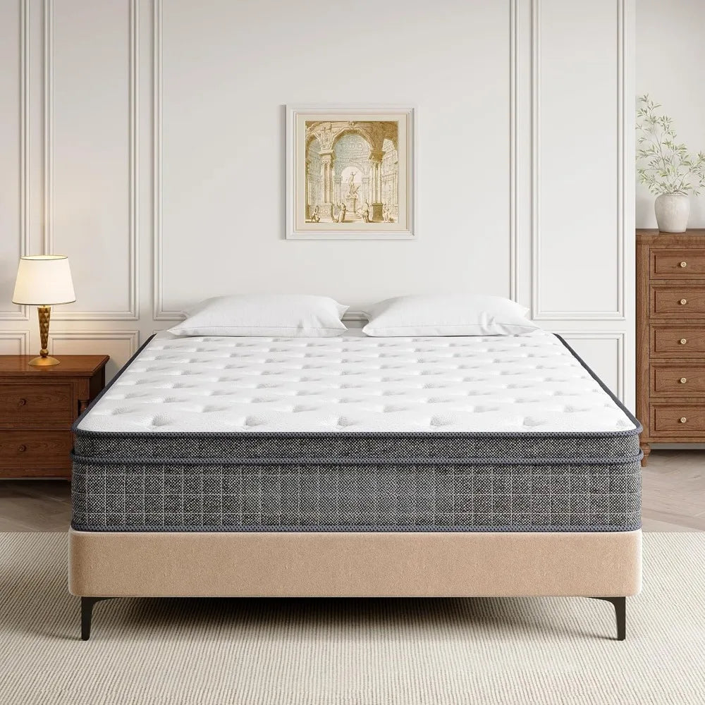 12 Inch Firm Hybrid Mattress — Gel Memory Foam & Individually Coiled Pocket Springs, Mattress in a Box