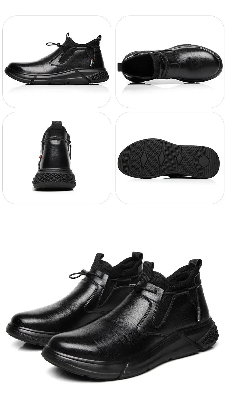 Men's Black Waterproof Metal-Toe Work Shoes
