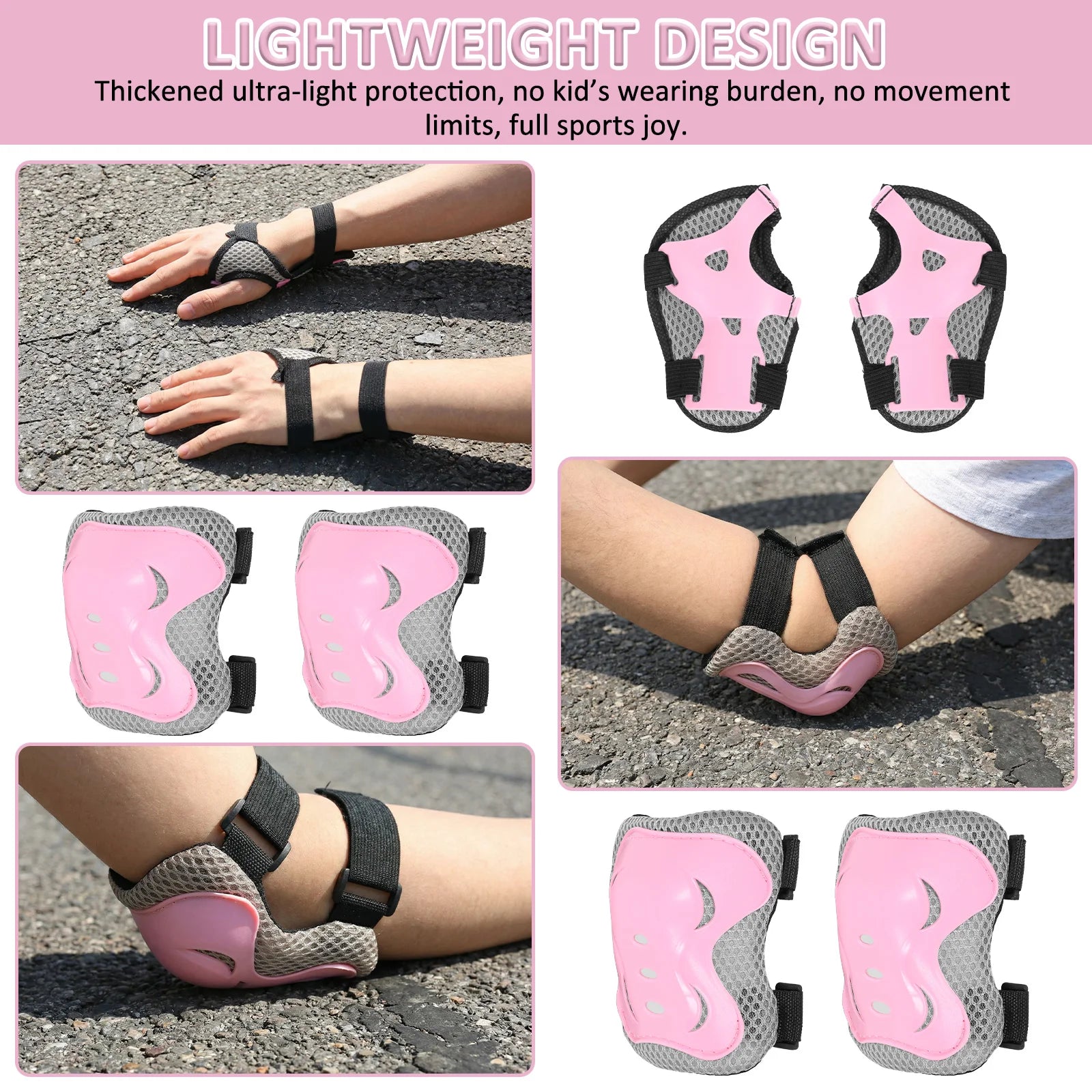 6-Piece Kids Protective Gear Set – Knee Pads, Elbow Pads & Wrist Guards for Bike, Skateboard & Skating