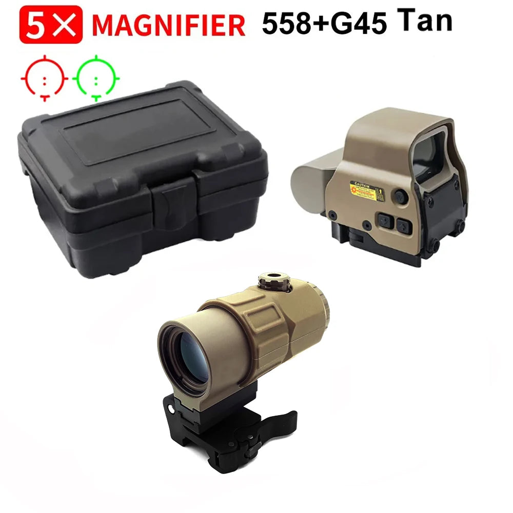 558 Holographic Red Dot Sight with G43 Magnifier — Tactical Hunting Optic, 20mm Rail Mount