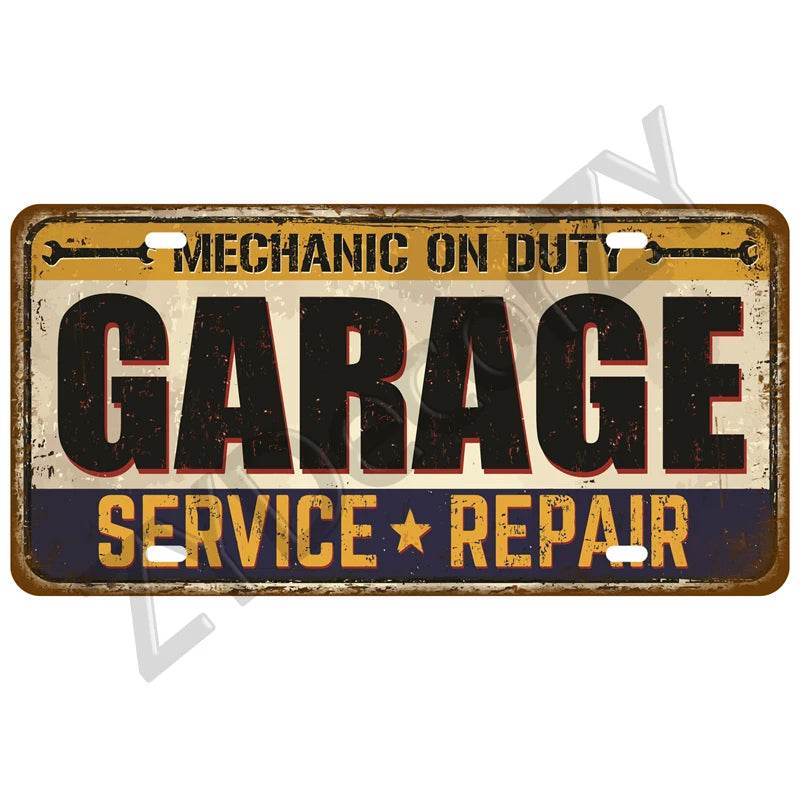Route 66 Vintage Car Garage Tin Sign — Retro Wall Art Decor