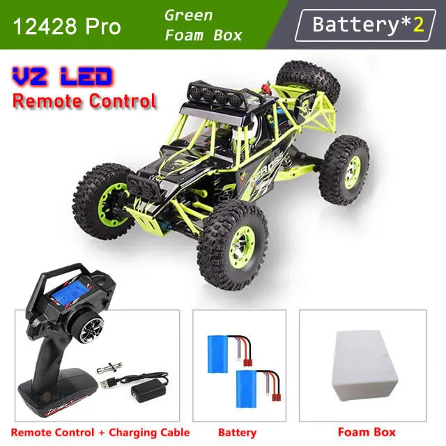 WLtoys 12428 1:12 Scale 4WD RC Racing Car – 50KM/H Alloy Off-Road Climbing Truck with LED Lights