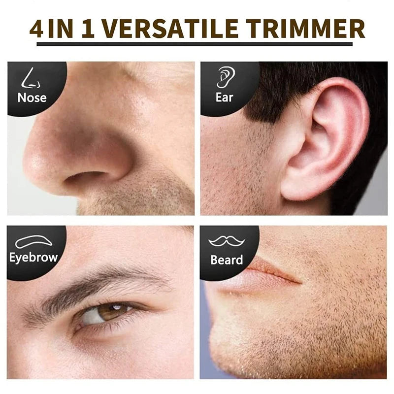 4-in-1 Rechargeable Nose, Ear & Beard Trimmer for Men – Eyebrow & Hair Removal Grooming Kit
