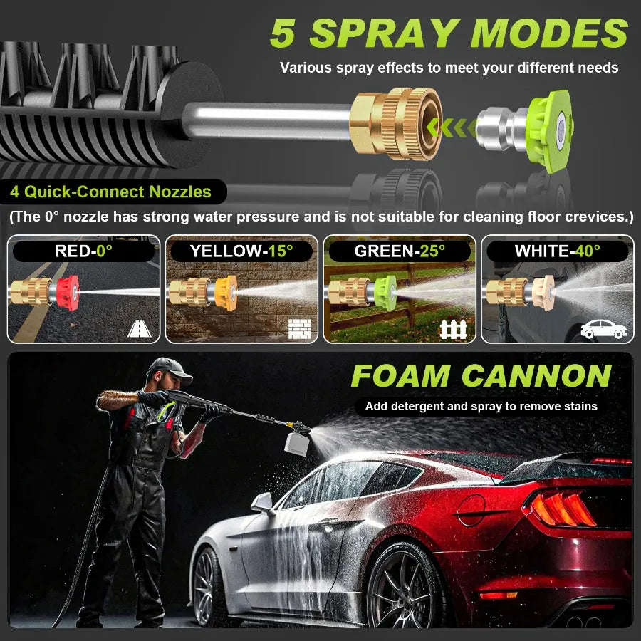 Electric Pressure Washer – Four Nozzles & Foam Cannon