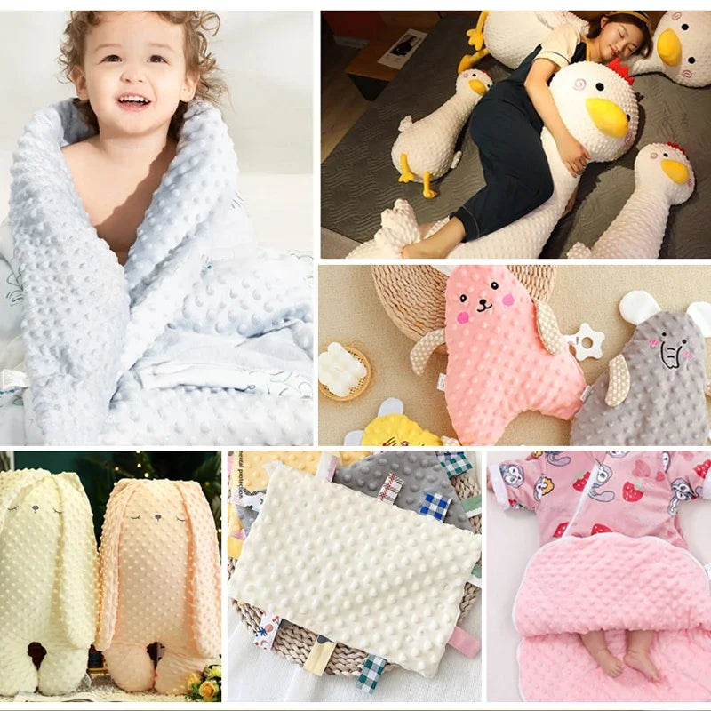 Super Soft Bean Velvet Plush Fabric – DIY Sewing Material for Baby Blankets, Dolls & Bedding, 0.5m–1m