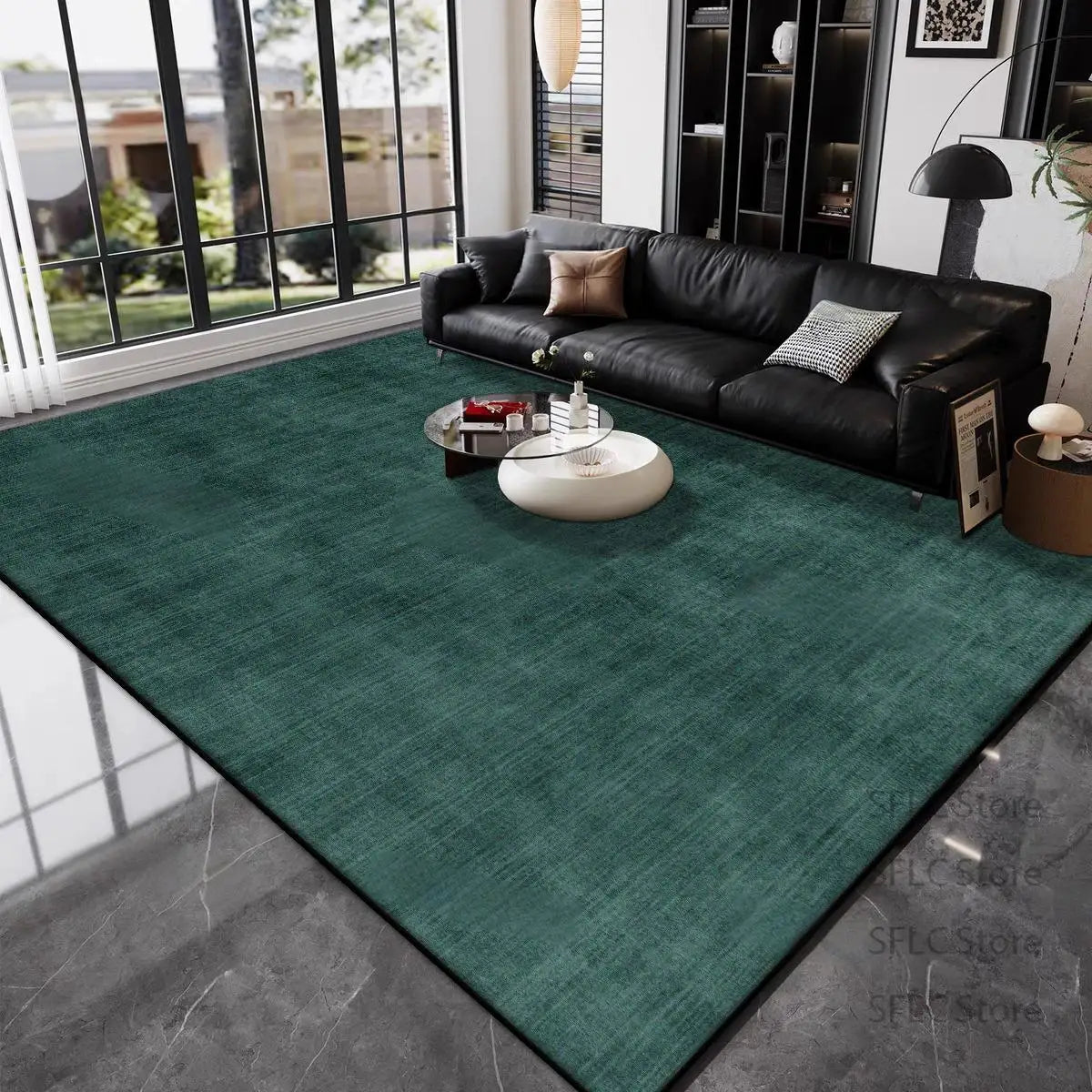 Plush Green Decorative Area Rug – Elegant Large Carpet for Living Room & Dining Room