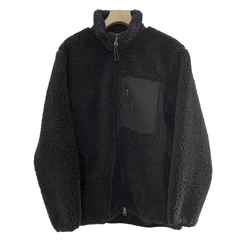 Japanese Fleece Zip Jacket – Unisex Loose Warm Lamb Wool Coat for Couples