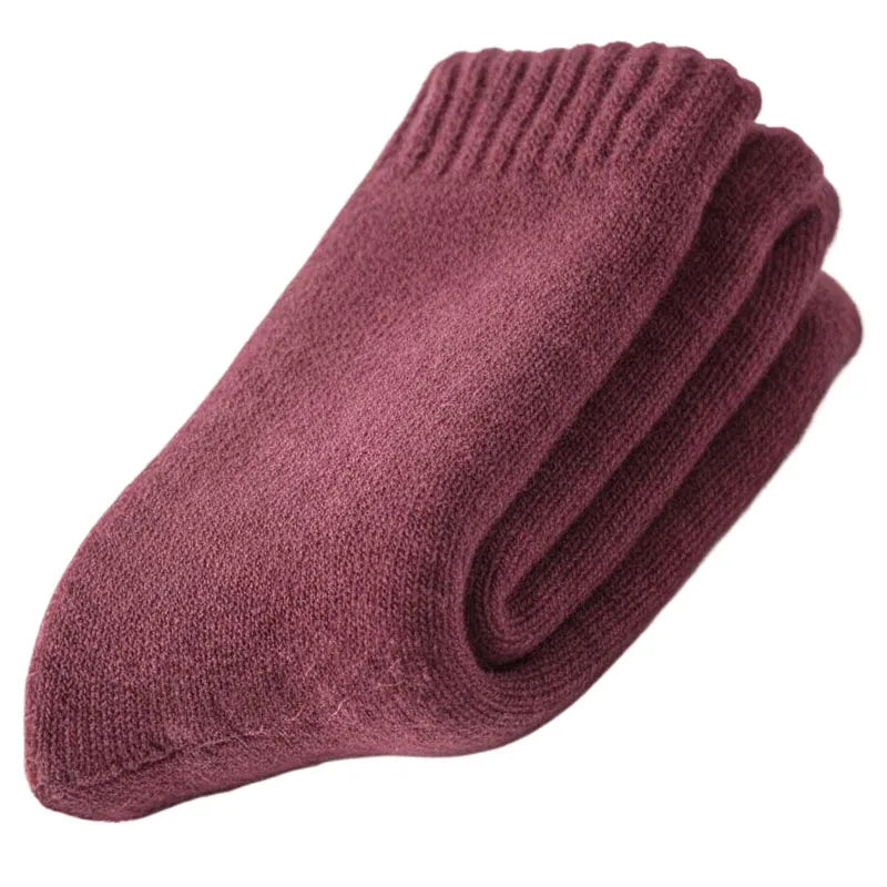 Thick Wool-Blend Winter Socks in Solid Colors