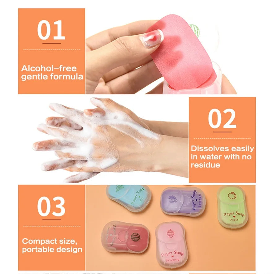 Quick-Dissolving Soap Paper Sheets – Portable Plant Extract Hand Soap for Home & Outdoor