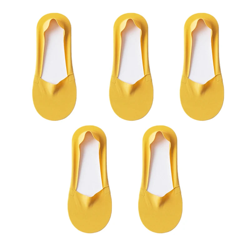Women's Cotton No-Show Socks – Silicone Grip, 5 Pairs