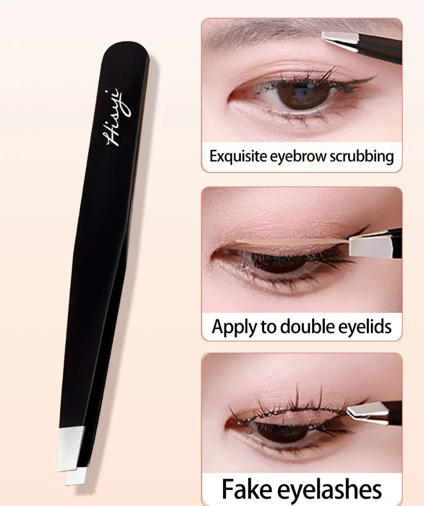 HISYI Stainless Steel Slanted Eyebrow Tweezers