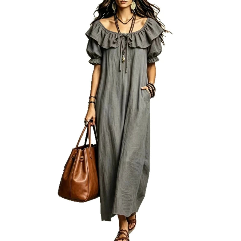 Y2K Sleeveless Ruffles Splice Party Beach Maxi Dress — Casual Elegant Long Dress