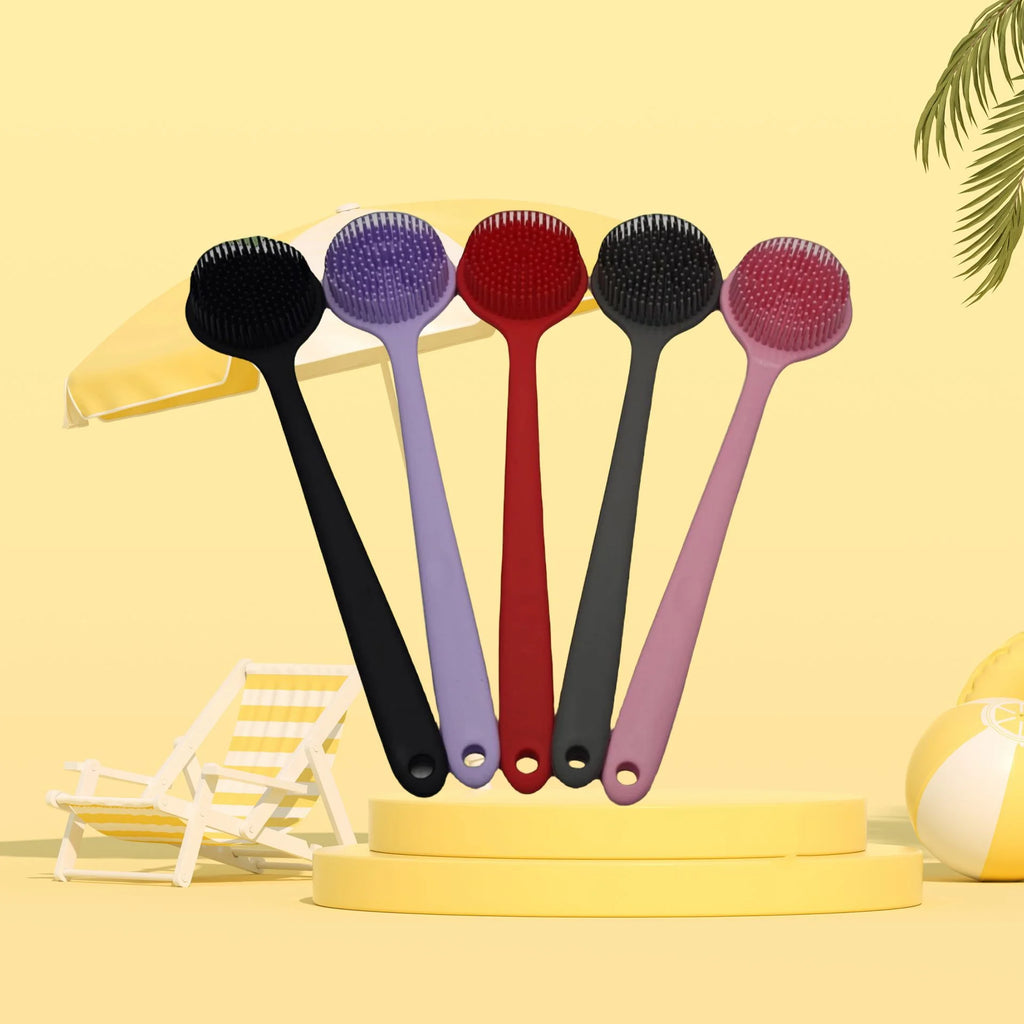 Soft-Bristle Long-Handle Bath Brush – Back Scrubber, Shower Massager & Body Exfoliator