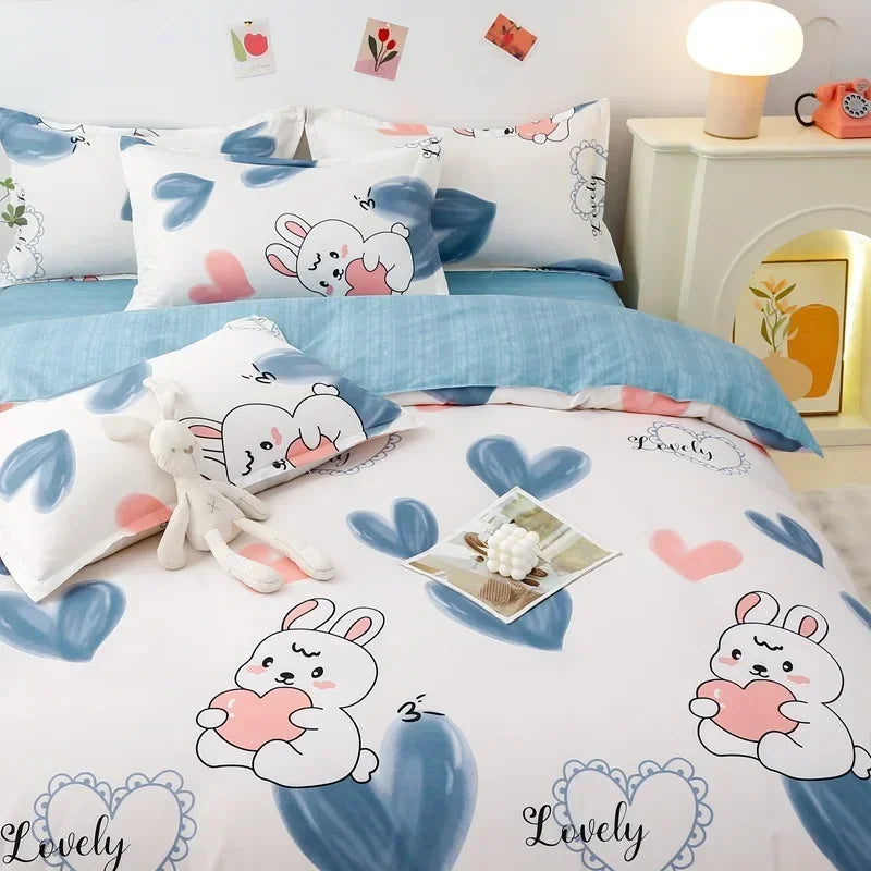 Cartoon Print Duvet Cover Set – Skin-Friendly 400TC Polyester, 3-Piece with 2 Pillowcases, 20 Designs & 4 Sizes