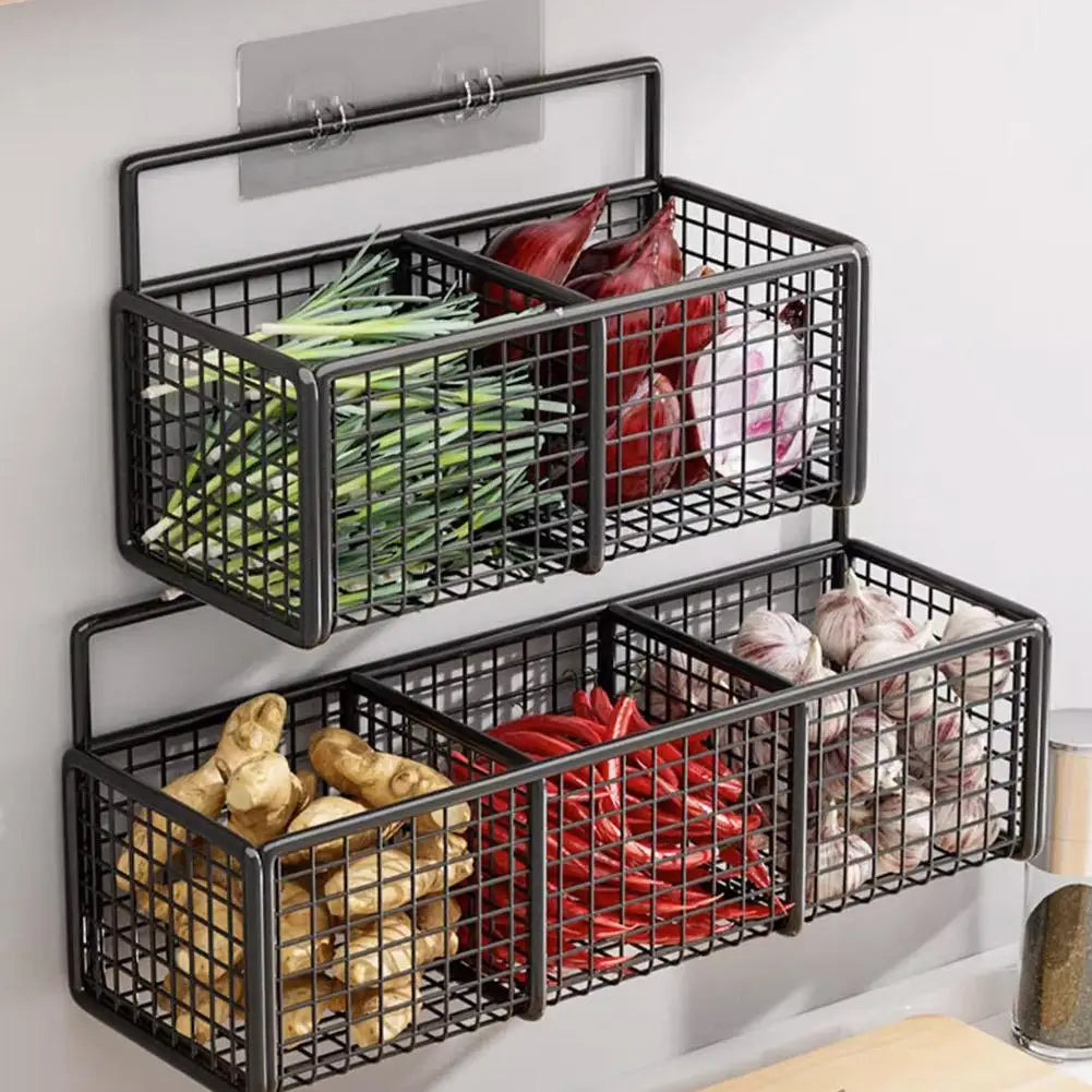 Wall-Mounted Metal Kitchen Shelf — Multi-Function Bath & Shampoo Organizer
