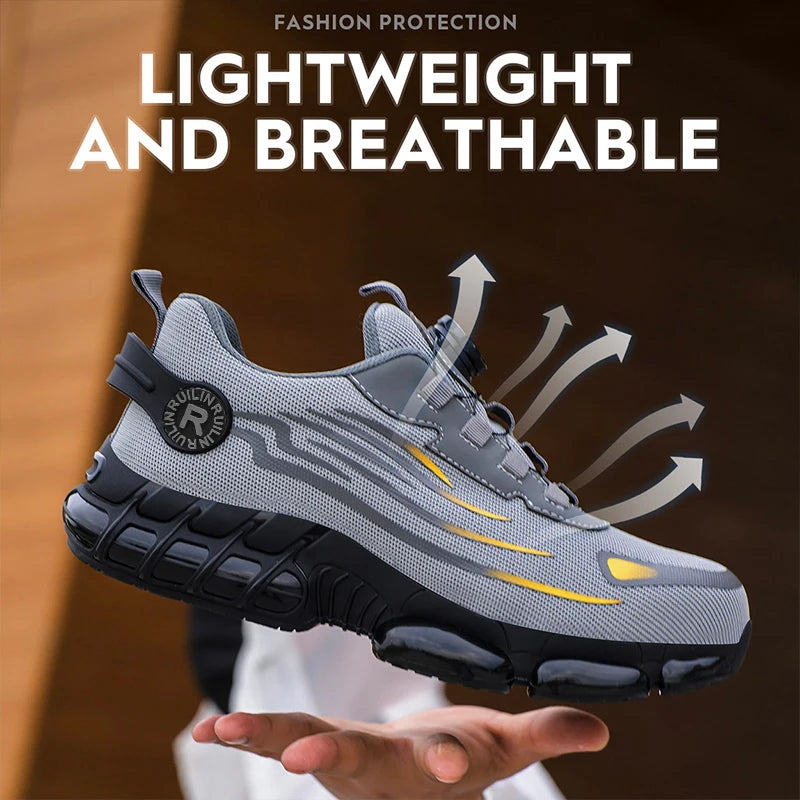 Men's Air Mesh Button-Closure Work Shoes