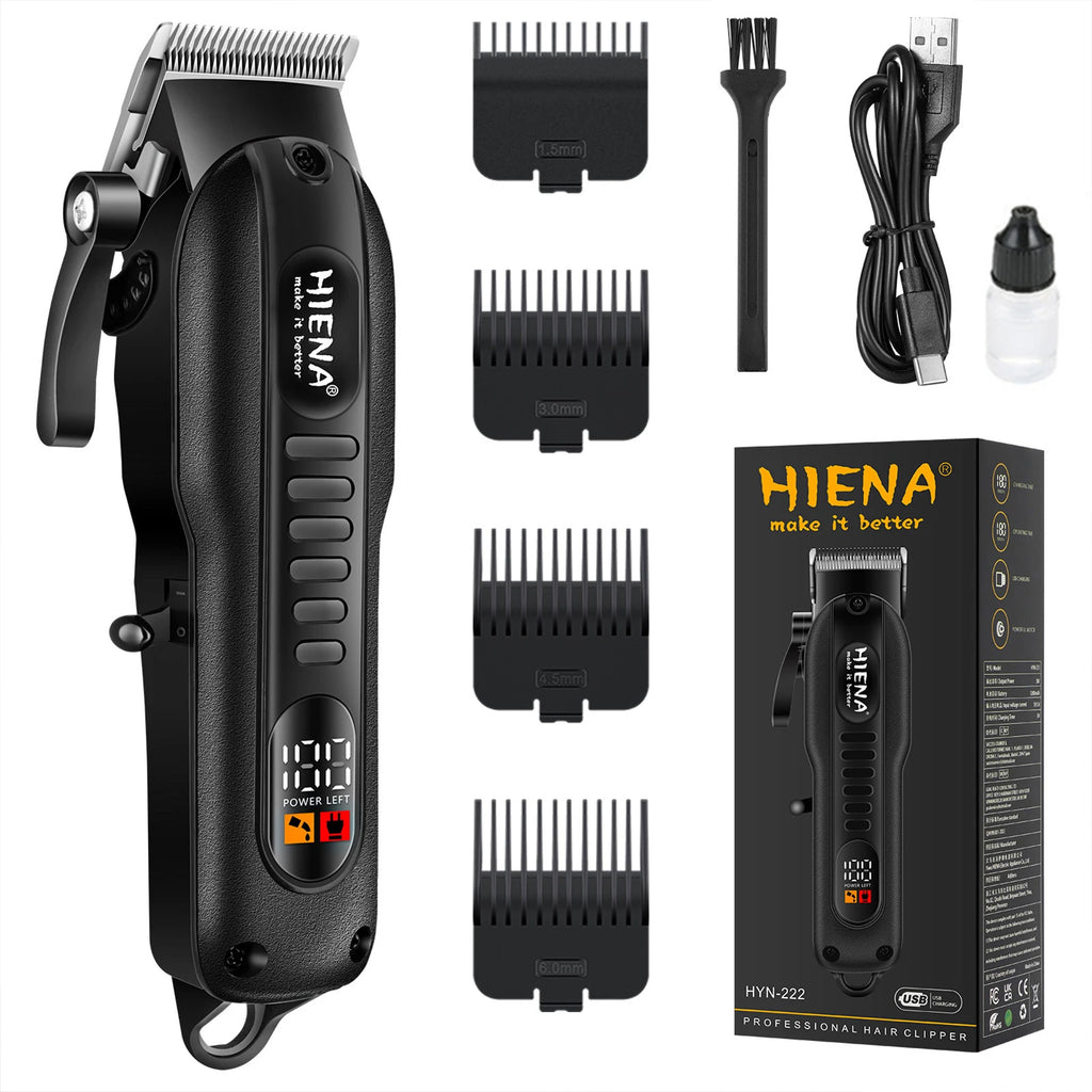 HYN-222 Professional Hair Clipper – Rechargeable, Stainless Steel Blade, 180-Min Battery, Washable Head