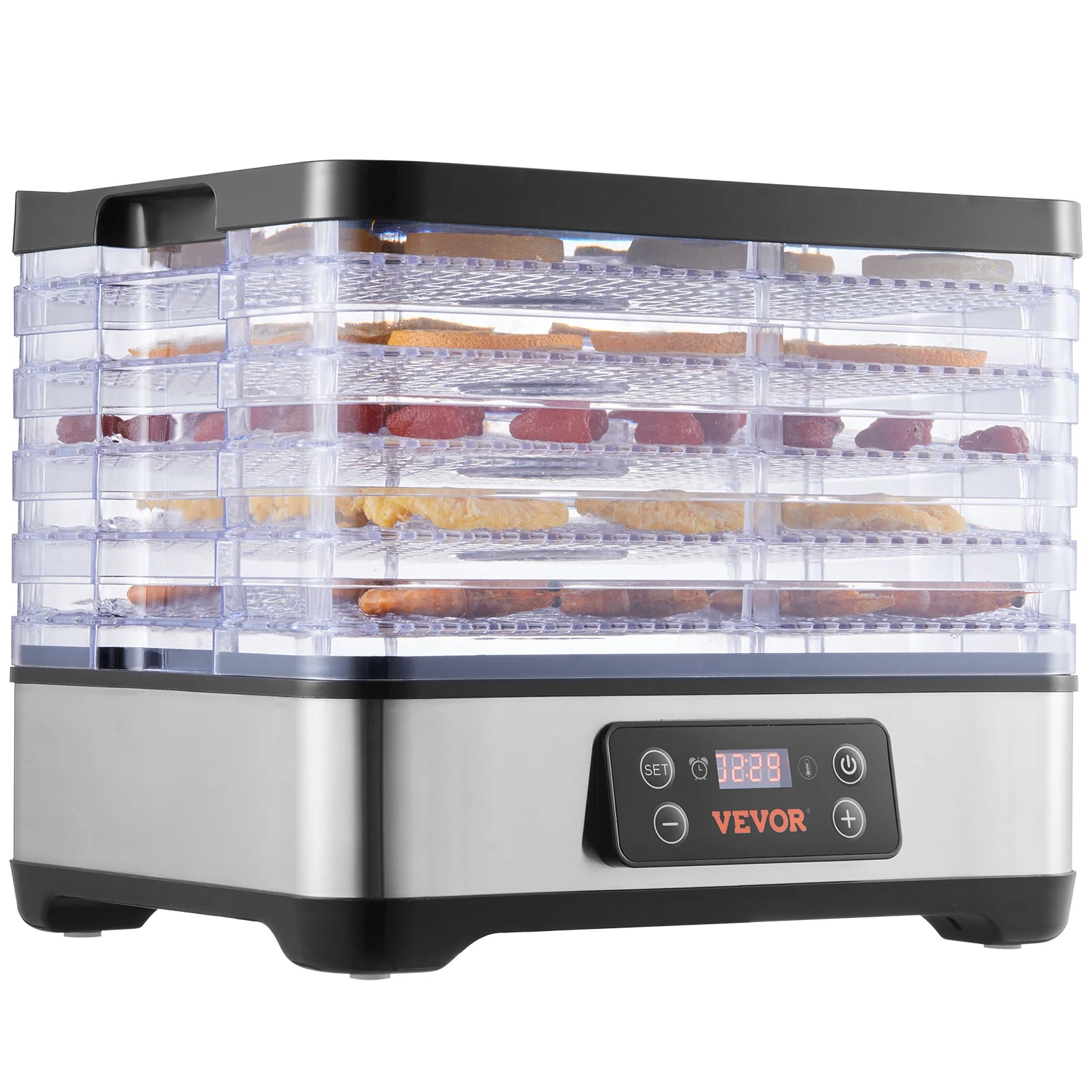 5-Tray Food Dehydrator 300W — Stainless Steel with Digital Timer & Adjustable Temperature