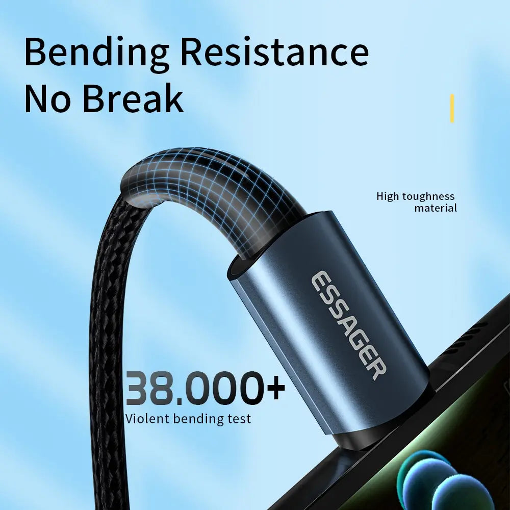 Fast Charge Everything. — Essager PD 100W/60W USB-C to USB-C Fast Charging Cable | 0.25m, 1m, 2m & 3m, Xiaomi, Samsung, Huawei, MacBook, iPad, Black, Blue & Brown