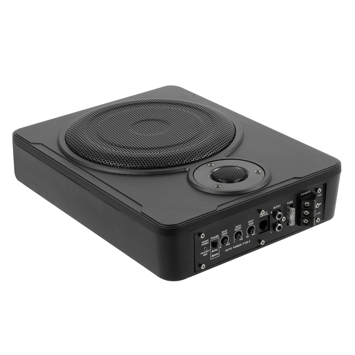 8-Inch Under-Seat Subwoofer – Built-In Amplifier & Bass Controls