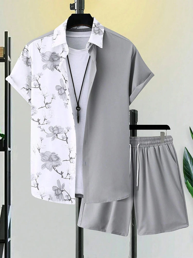 Men's Hawaiian Short Sleeve Shirt & Beach Shorts Set – Summer Vacation 2-Piece