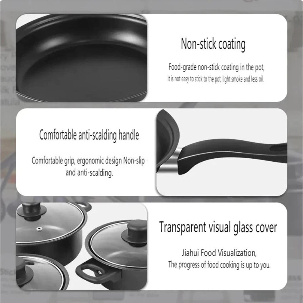 Nonstick Cookware Set – Stackable Pots, Pan & Spatulas