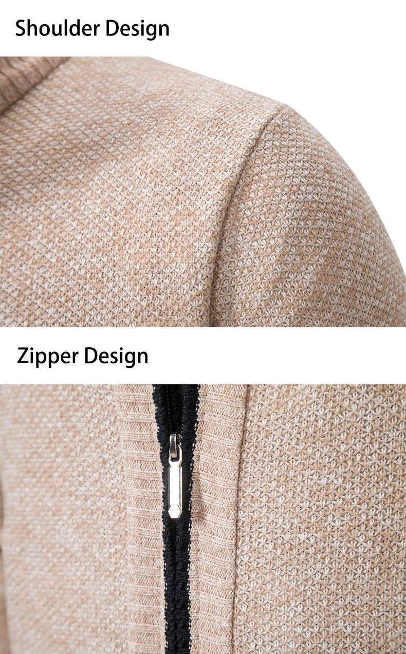 Men's Fleece Zip Cardigan Jacket — Warm Casual Layering Piece
