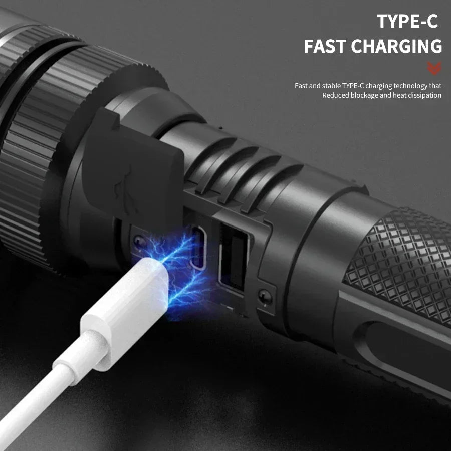 100000LM Super Bright Rechargeable LED Flashlight – Long Range Waterproof Camping Torch