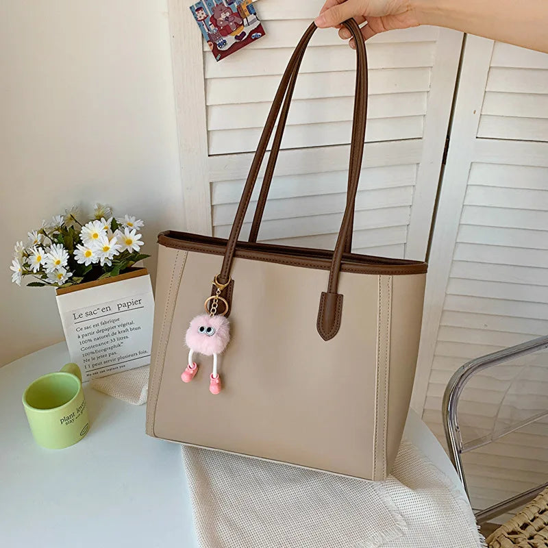 FXZLLQ Korean Style PU Leather Underarm Tote Shoulder Bag – Versatile Casual Handbag for Women Daily Use