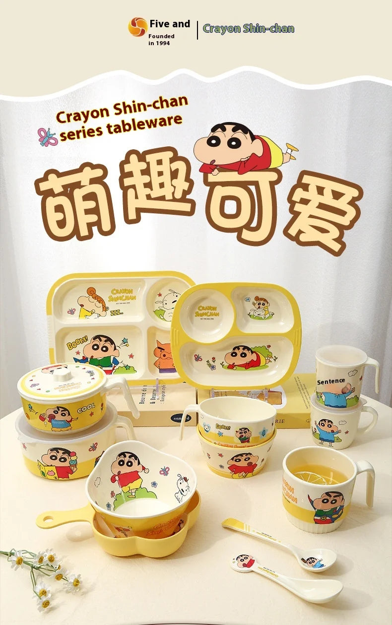 Crayon Cartoon Children's Bowl Set — Soup Bowl & Divided Plate