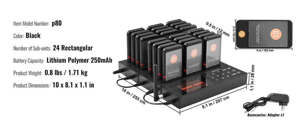 Wireless Restaurant Pager System — Guest Calling Beepers with Vibration & Flashing