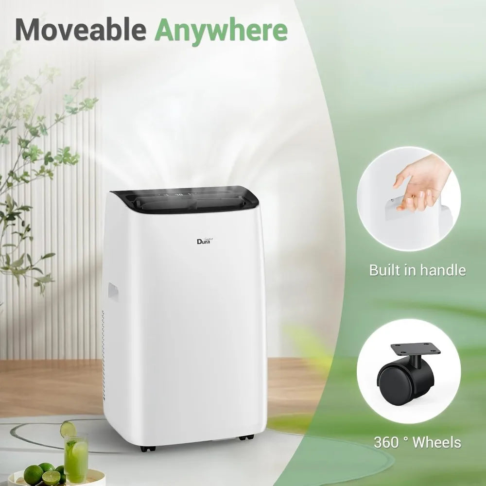 Smart Portable Air Conditioners 12000 BTU Quiet Unit with Dehumidifier and Fan Modes, App Control, Cools 350 Sq. Ft, White