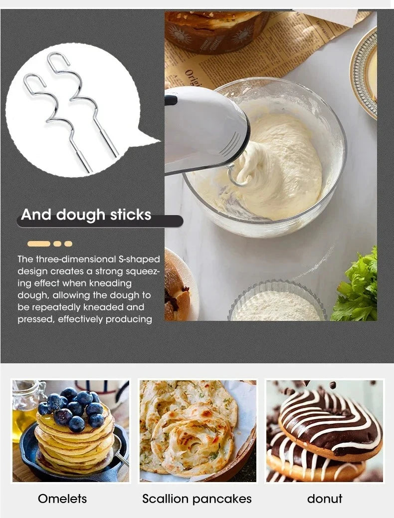7-Speed Electric Hand Mixer – Automatic Blender for Cream, Eggs, Cake & Dough