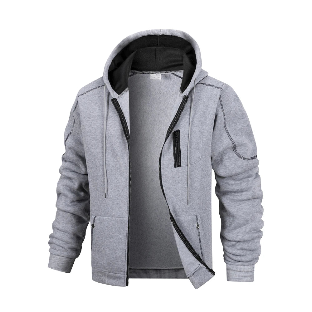 Men's Solid Color Zip Hoodie Jacket — Classic Everyday Zip-Up