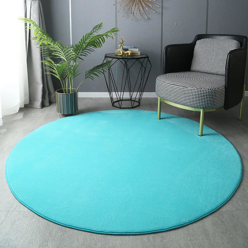Round Thickened Coral Velvet Carpet – Soft Bedroom & Living Room Circle Rug