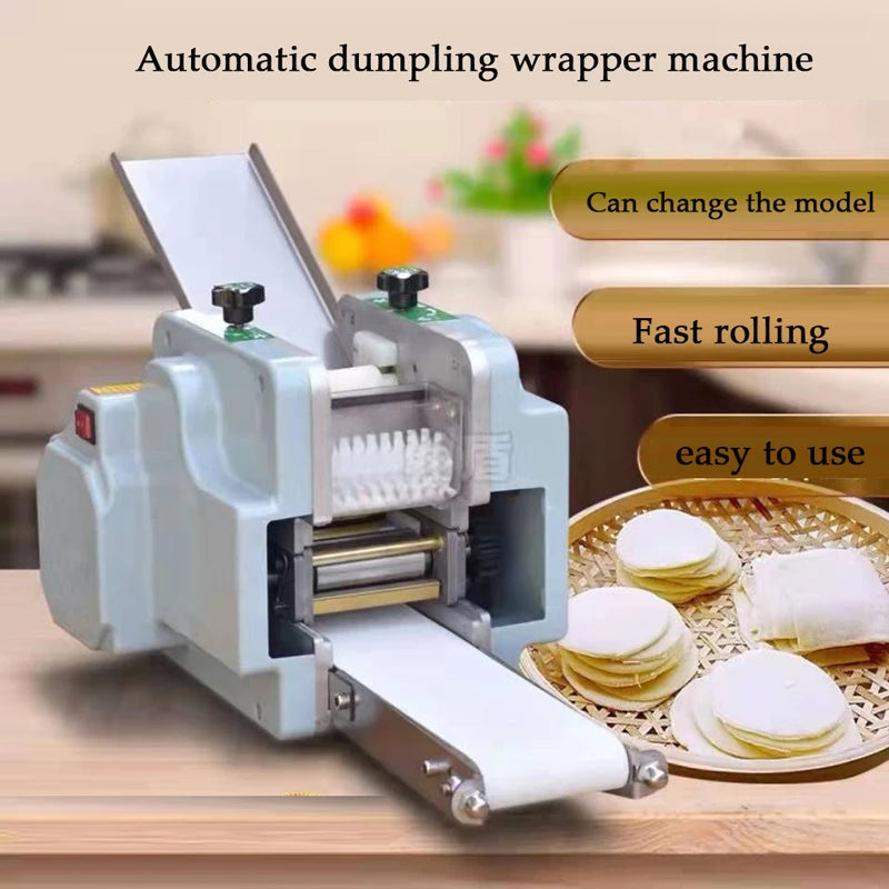 Electric Dumpling Wrapper Machine – 110V/220V, Round & Square Wonton Skin Maker, Rolling Press & Pasta Slicer, Commercial