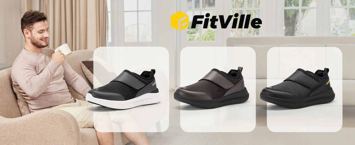 Men's Wide Diabetic Walking Shoes – Anti-Slip Easy-On Orthopedic Shoes for Elderly Foot Pain Relief & Swollen Feet