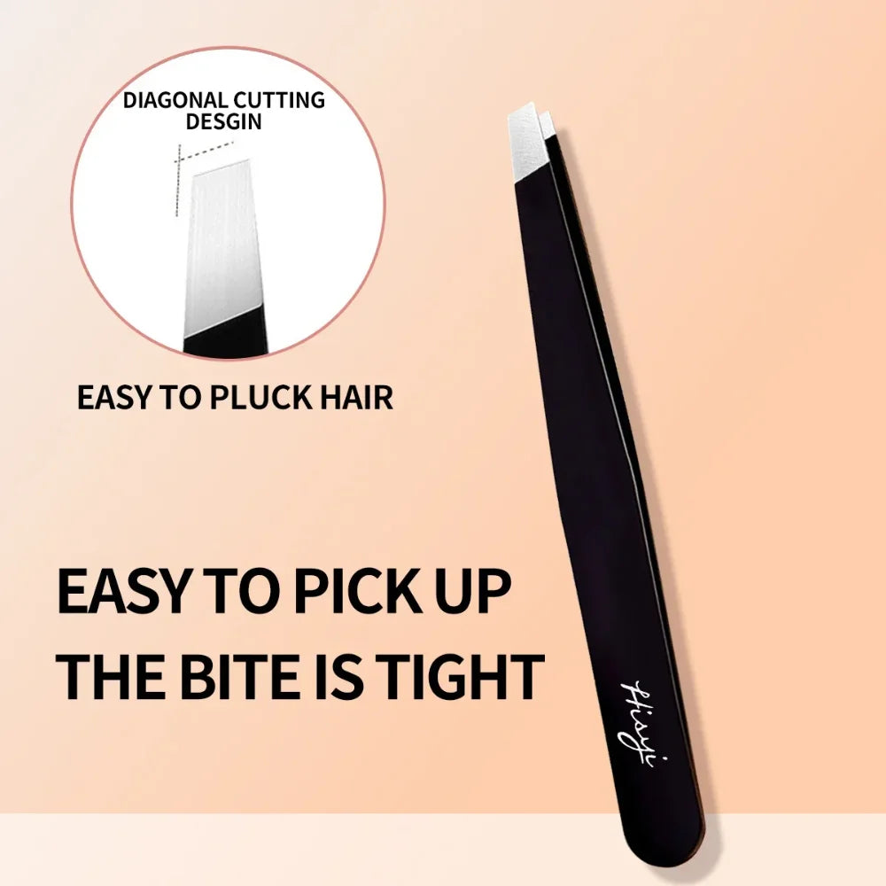 HISYI Stainless Steel Slanted Eyebrow Tweezers
