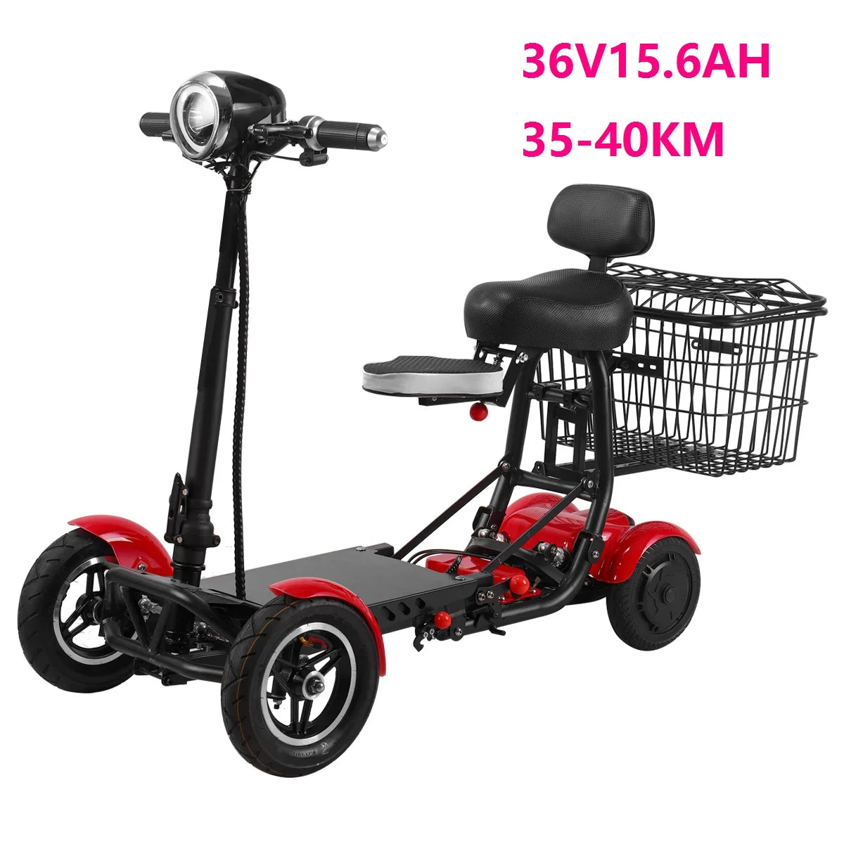 4-Wheel Mobility Scooter for Seniors, Foldable Electric Travel Scooter