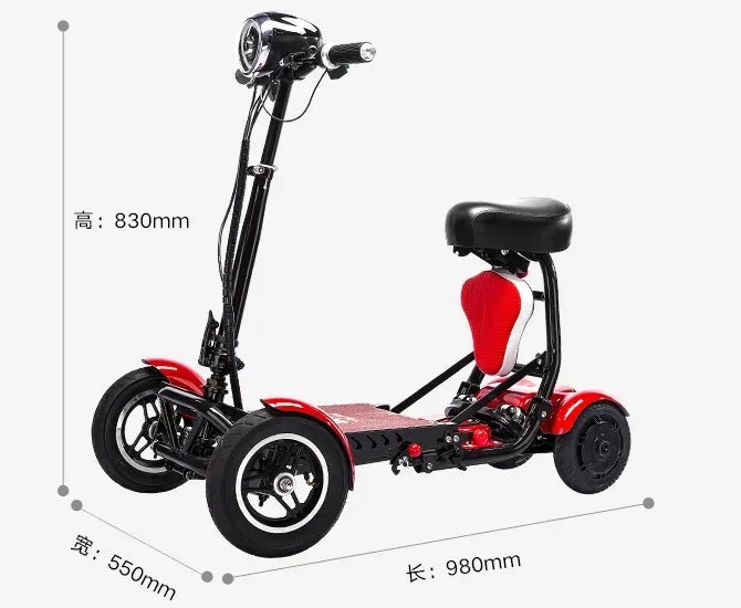 4-Wheel Mobility Scooter for Seniors, Foldable Electric Travel Scooter