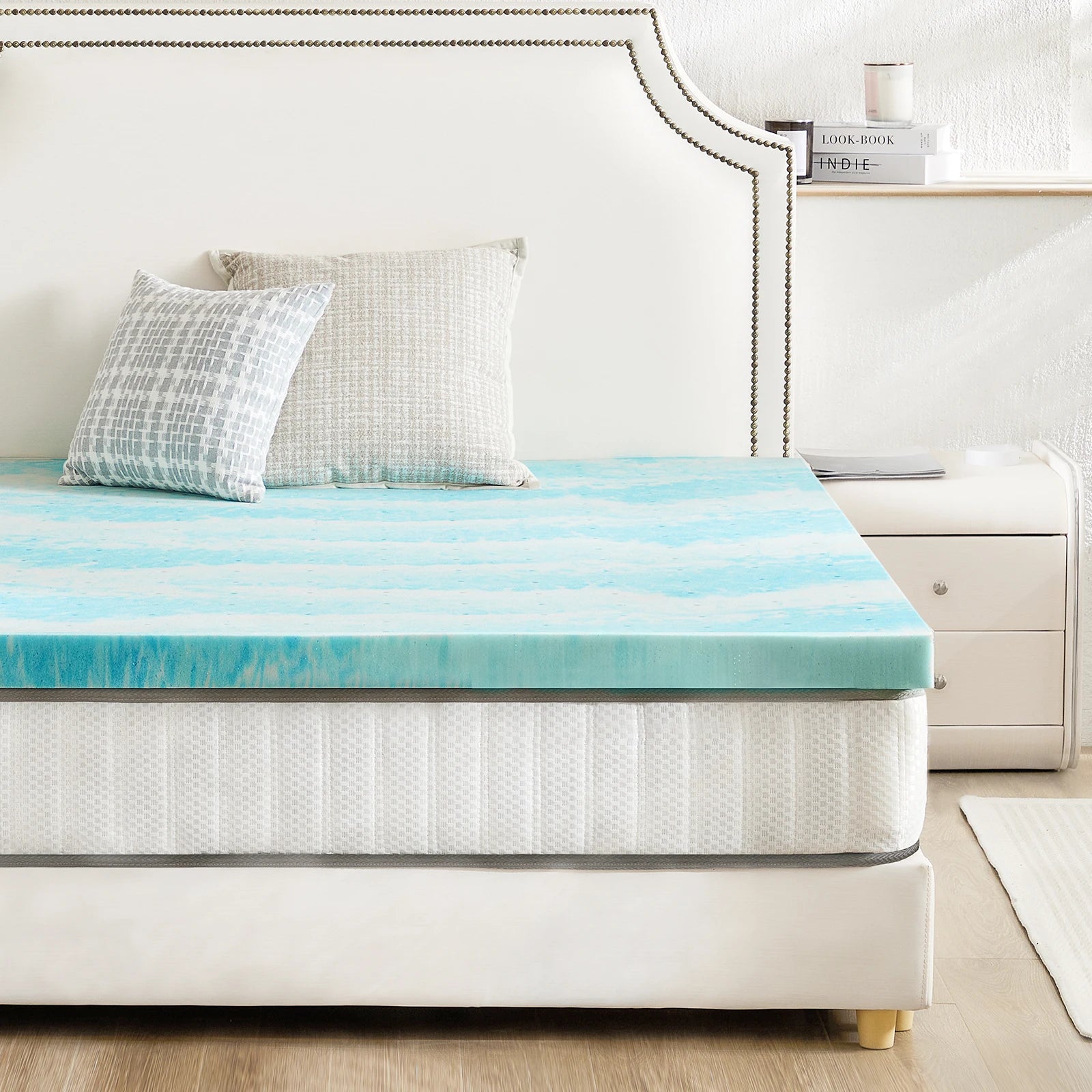 JHK 2"-3" Thick Gel Cooling Memory Foam Mattress Topper – Soft, Breathable Queen Size Bed Topper
