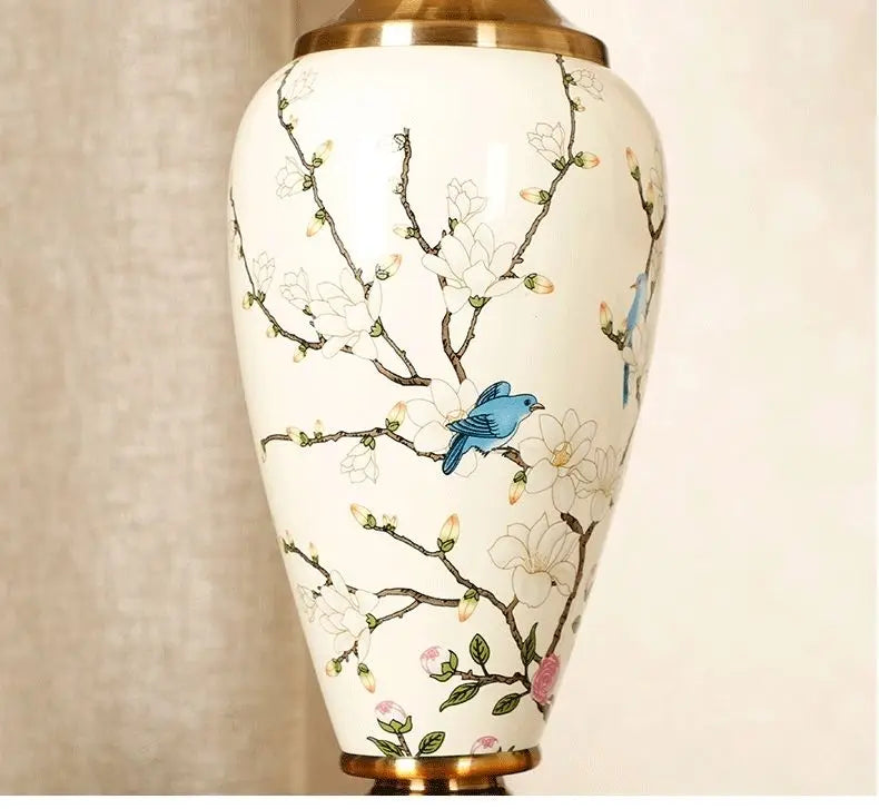 French Style Ceramic Lamp – Fabric Shade