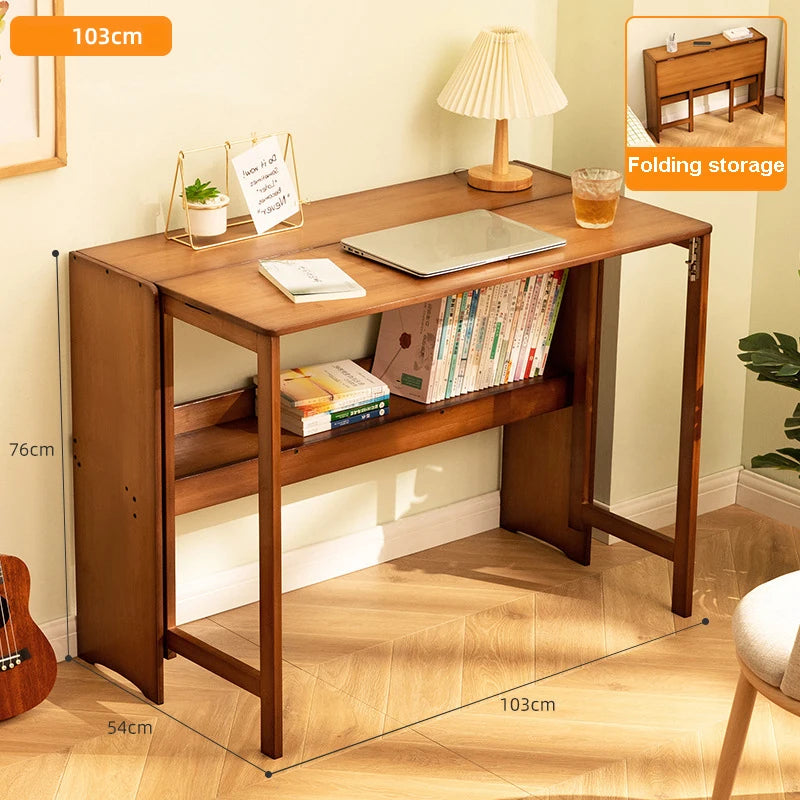 Foldable Bamboo Computer Desk — Student Writing Workbench, Bedroom & Bedside Use, 83cm & 103cm