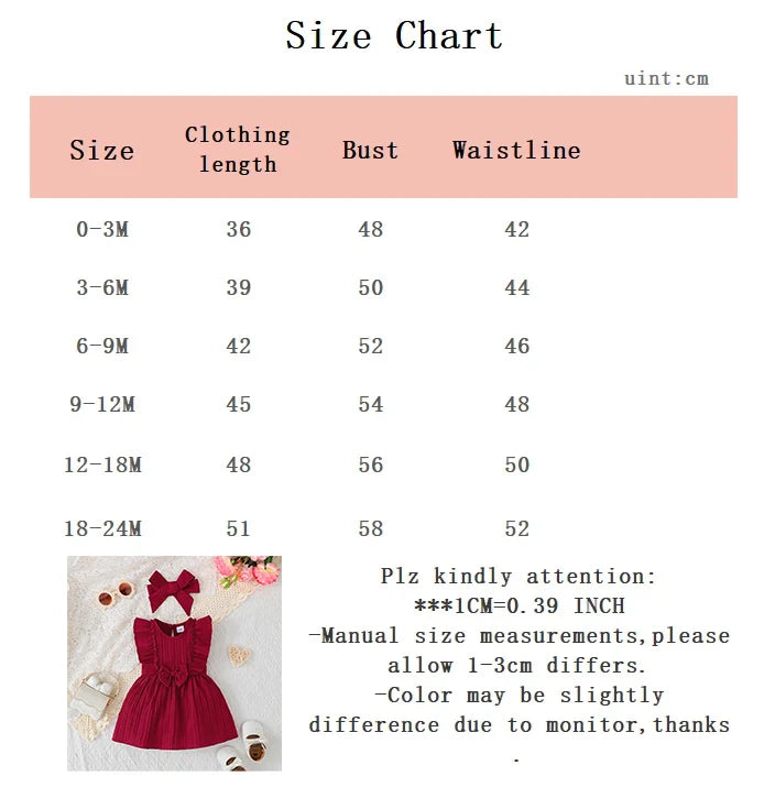 Baby Girl Sleeveless Ruffle Dress + Headband Set – Solid Color Fashion Summer Dress 0-24 Months