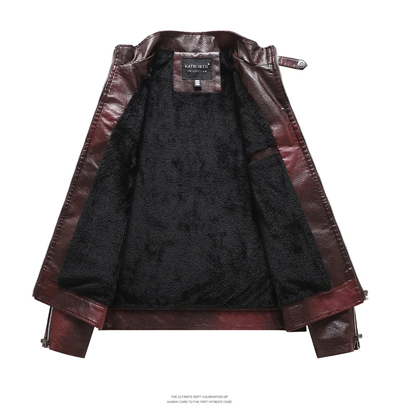 Men's Faux Leather Jacket – Slim Fit Casual Layer